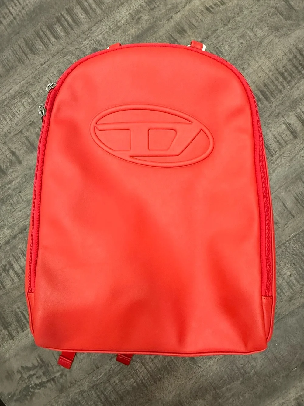 Diesel Red Men’s Backpack with Embossed Logo